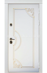 Белая дверь с узорами для дачи RS7 - Изображение